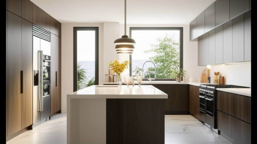 Luxury modern kitchen renovation with natural light